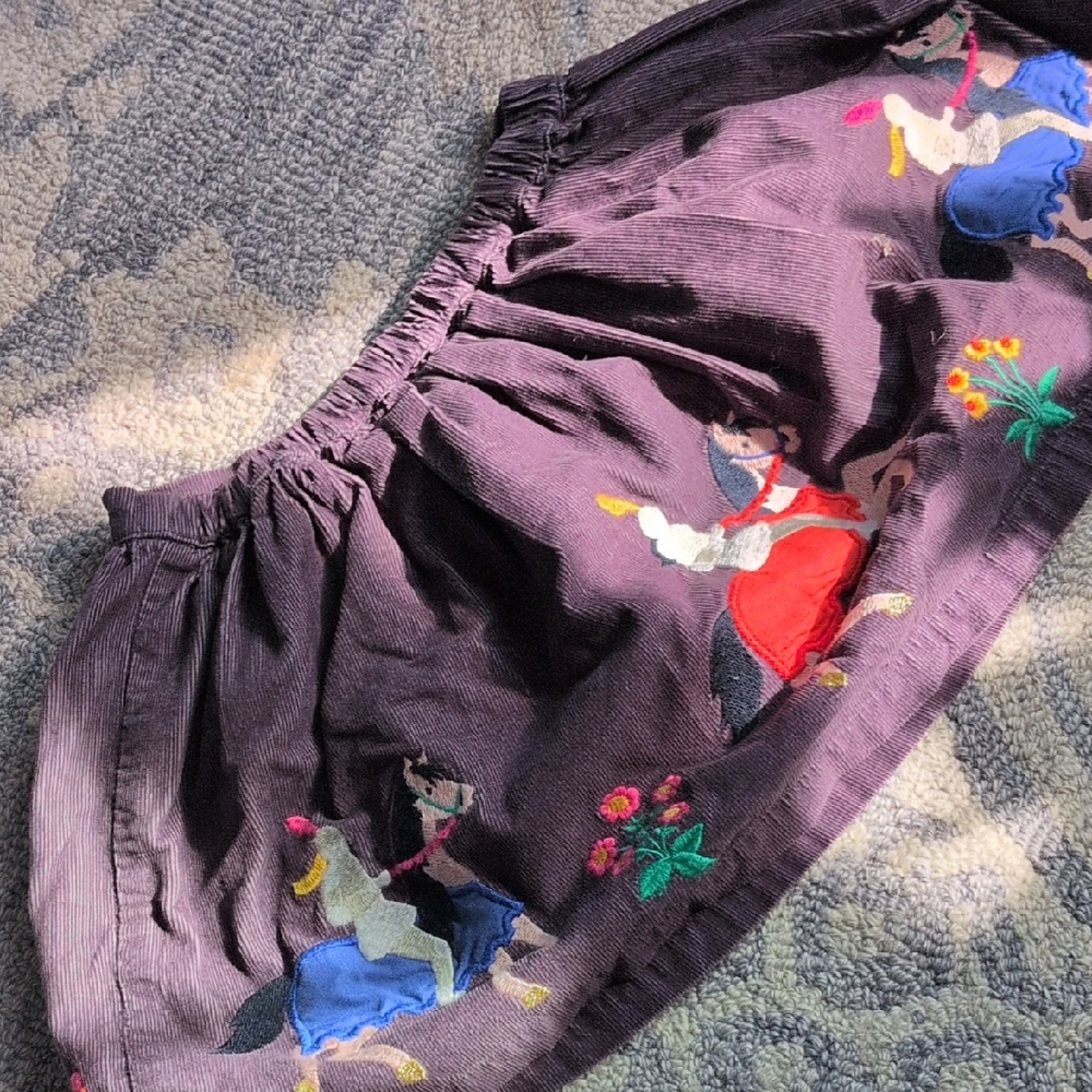 Mini Boden Purple Skirt with Colorful Embroidery